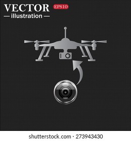Simulating the structure of black plastic. Quadrocopter. icon. vector design