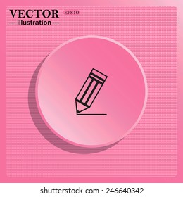 Simulating the structure of plastic. On a pink background pink circle with a shadow. black pencil, vector, EPS 10