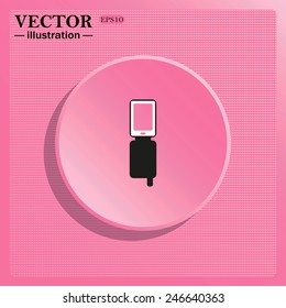 Simulating the structure of plastic. On a pink background pink circle with a shadow.  Case for phone , vector illustration, EPS 10