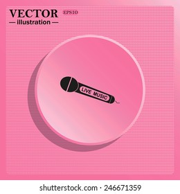 Simulating the structure of plastic. On a pink background pink circle with a shadow. live music, vector illustration, EPS 10