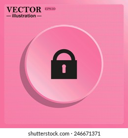 Simulating the structure of plastic. On a pink background pink circle with a shadow. lock black , vector illustration, EPS 10