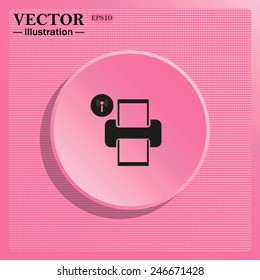 Simulating the structure of plastic. On a pink background pink circle with a shadow. Printer with wi-fi connection , vector, EPS 10
