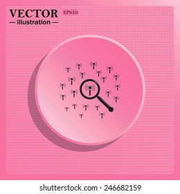 Simulating the structure of plastic. On a pink background pink circle with a shadow. Search wi-fi network , vector illustration, EPS 10