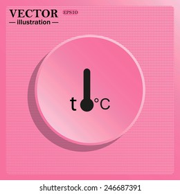Simulating the structure of plastic. On a pink background pink circle with a shadow. Thermometer , vector illustration, EPS 10