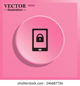 Simulating the structure of plastic. On a pink background pink circle with a shadow. the phone is locked, vector illustration, EPS 10