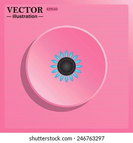 Simulating the structure of plastic. On a pink background pink circle with a shadow. gas burner gas stove.