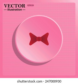 Simulating the structure of plastic. On a pink background pink circle with a shadow. bow tie. Vector illustration, EPS 10