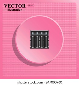 Simulating the structure of plastic. On a pink background pink circle with a shadow. Battery Charger, vector illustration, EPS 10 