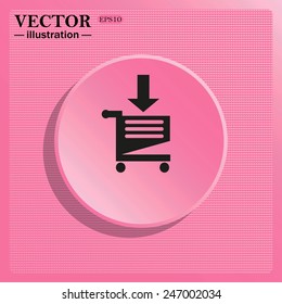 Simulating the structure of plastic. On a pink background pink circle with a shadow. put in shopping cart , vector illustration, EPS 10