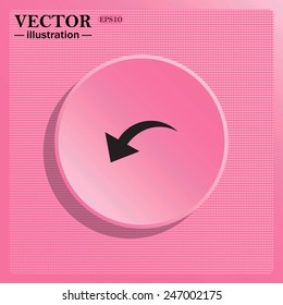 Simulating the structure of plastic. On a pink background pink circle with a shadow. arrow indicates the direction, vector illustration, EPS 10