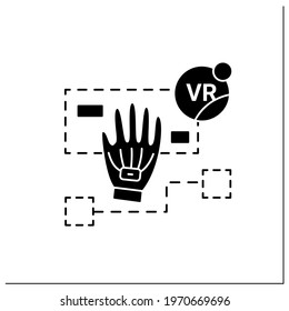Simulation based learning glyph icon. Virtual reality learning process. Practising into 3d world to improve skills. Modern technology concept. Filled flat sign. Isolated silhouette vector illustration