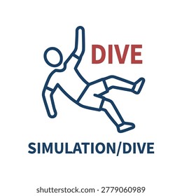 Simulation Dive Icon Illustration Containing fake foul, football dive, and unsportsmanlike behavior