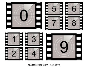 Simulation of a film countdown.Vector.Add your text. Scalable. Change the colors as you wish.