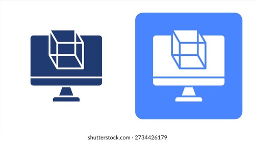 Simulation GlyphTwo-tone color and contrasting background icon illustration