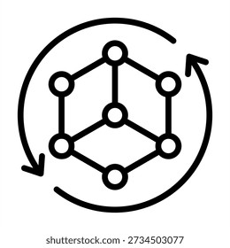 Simulationssymbol - Schwarze Umrisssymbole Stil für Produktionsmanagement