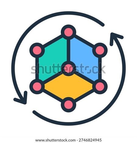 Simulation Icon - Lineal Color Outline Icons For Production Management