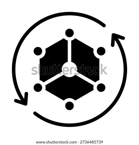 Simulation Icon - Solid Black Glyph Icons For Production Management