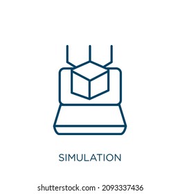 simulation icon. Thin linear simulation outline icon isolated on white background. Line vector simulation sign, symbol for web and mobile