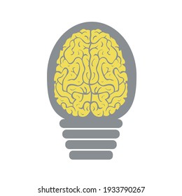 Simulation light bulb with human brain.  Vector illustration