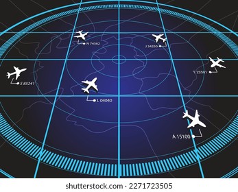 Pantalla de simulación que muestra varios vuelos para transporte y pasajeros.