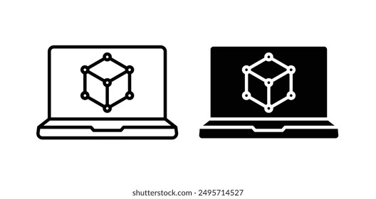 Simulation vector icon set in black color.