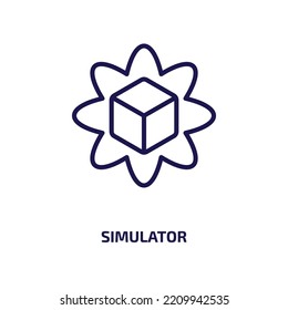 simulator icon from astronomy collection. Thin linear simulator, simulation, technology outline icon isolated on white background. Line vector simulator sign, symbol for web and mobile
