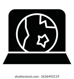 Simulator icon Flat outline fill black and white