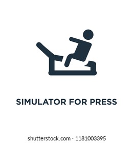 Simulator for press icon. Black filled vector illustration. Simulator for press symbol on white background. Can be used in web and mobile.
