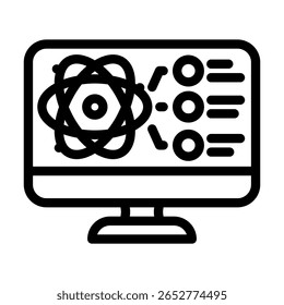 simulador de computador quântico ícone de linha vetor. simulador sinal de computador quântico. símbolo de contorno isolado ilustração em preto
