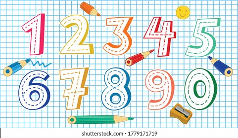 simulator for writing numbers. A math game for children who are learning to count and write.