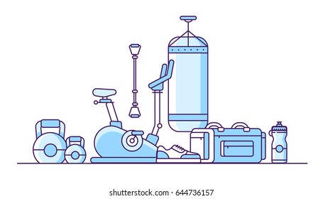 Simulators for training in flat style on white background