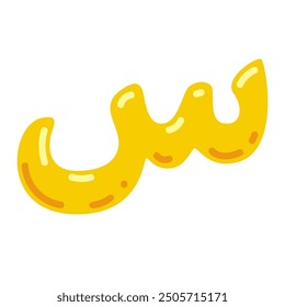 Sin letter vector illustration, hijaiyah letter of arabic alphabet, letter sin or seen clip art in cute colorful cartoon style, isolated on white background