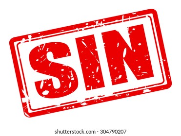 Sin red stamp text on white