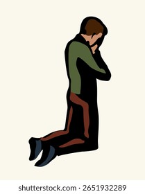 Pecado triste deprimir tristeza preocupação ver branco céu texto espaço linha amor louvor dobrar palma braço conceito logotipo. Preto desenhado contorno santo corpo adulto confiança graças plead alma velho retro biblic arte rabiscar estilo de desenho animado