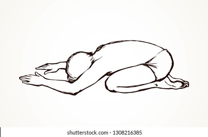 Sin strong tired fear fail convict greek guy beg on white sand earth background. Outline praise bless logo icon. Line black ink drawn saint hope captive force sign emblem as retro art biblical cartoon