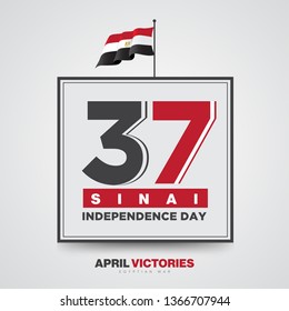 Sinai independence day Inside a square frame and Egypt flag -  Egypt War  victories - 25 April