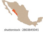 Sinaloa Location on Mexico Map Vector