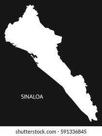Sinaloa Mexico Map black inverted silhouette