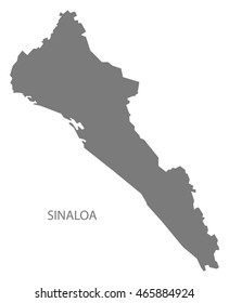 Sinaloa Mexico Map grey