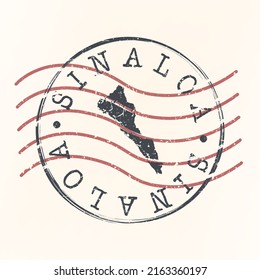 Sinaloa, Sin., México Stamp Map Postal. Silhouette. Diseño de redondeo de Passport. Icono del vector. Diseño Retro Viaje Símbolo Nacional.