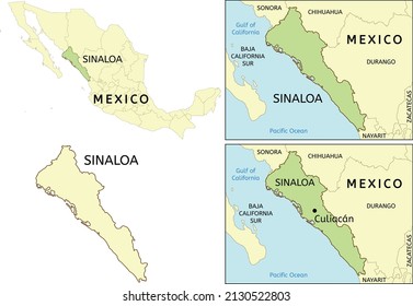 Ubicación del estado de Sinaloa en el mapa de México