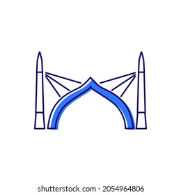 Sinamale Bridge outline icon. China Maldives Friendship Bridge the first cross sea bridge in the Maldives. Color filled symbol. Isolated vector stock illustration