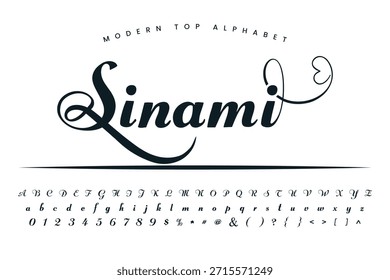 Sinami Schriftart und Alphabet Satz von Vektor-Kalligraphie Buchstabe a b c d Skript Schriftart einzelne Buchstaben