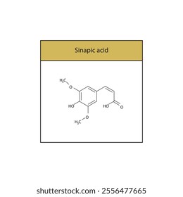 Sinapic acid skeletal structure diagram.hydroxycinnamic acid compound molecule scientific illustration.