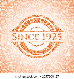 Since 1925 abstract orange mosaic emblem with background