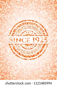 Since 1925 abstract orange mosaic emblem with background