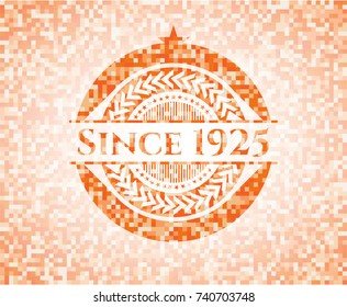 Since 1925 abstract orange mosaic emblem with background