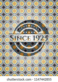Since 1925 arabic badge. Arabesque decoration.
