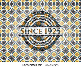 Since 1925 arabic emblem. Arabesque decoration.