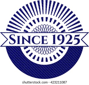 Since 1925 badge with denim background